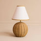 Rattan Ball Cordless Table Lamp Mustard Trim Lampshade