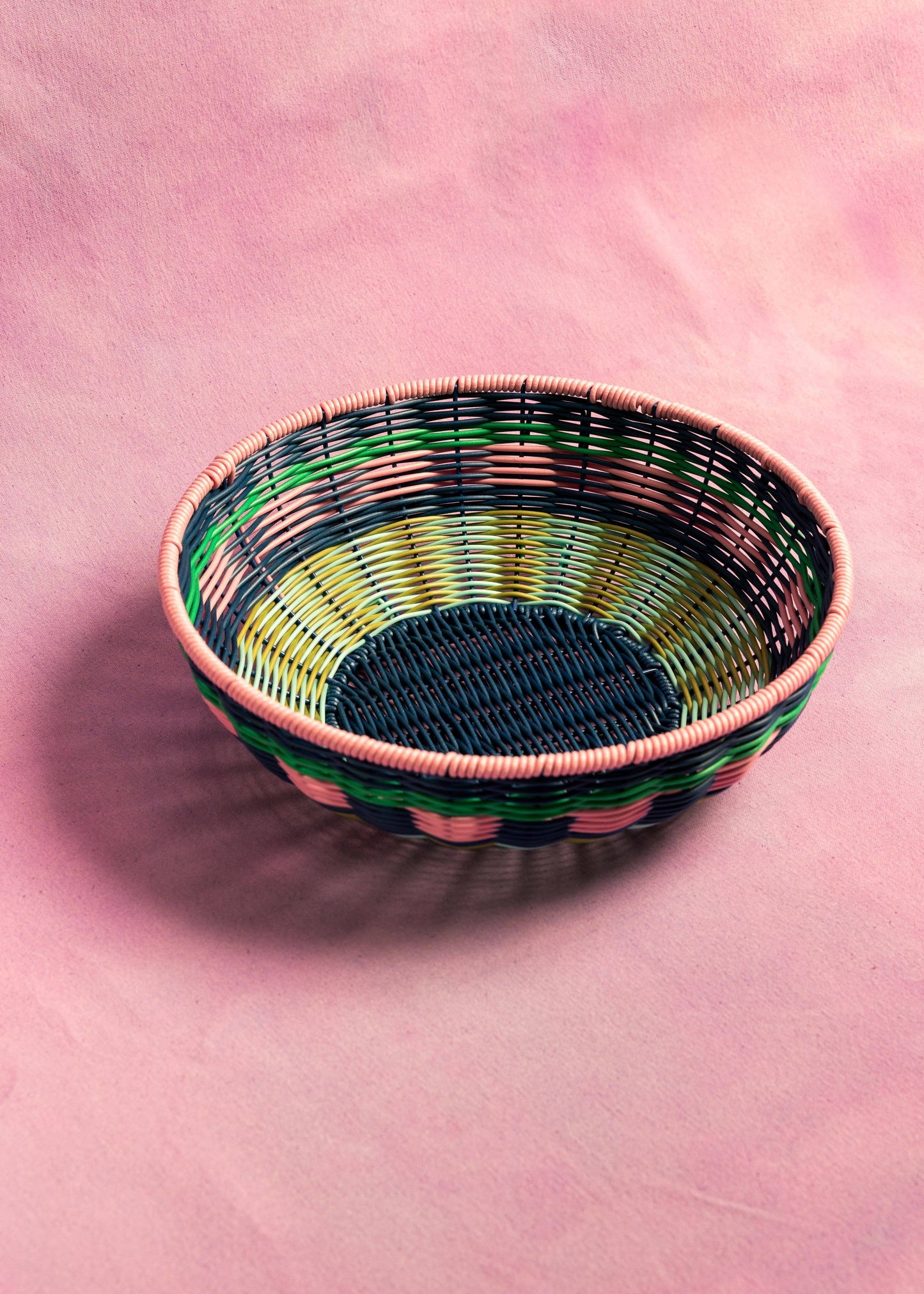 Maegen Woven Bowl - Pink/Navy