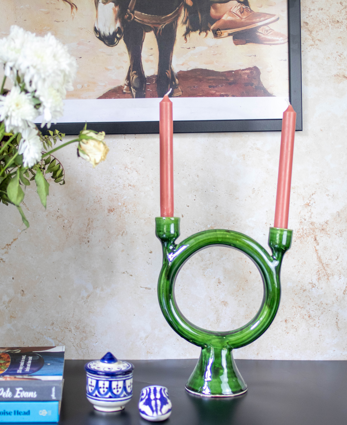 Moroccan Green Ceramic Candle Holder