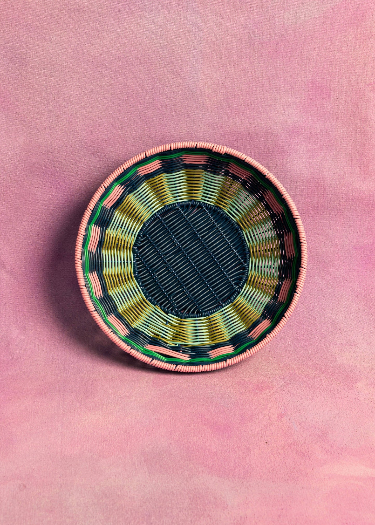 Maegen Woven Bowl - Pink/Navy