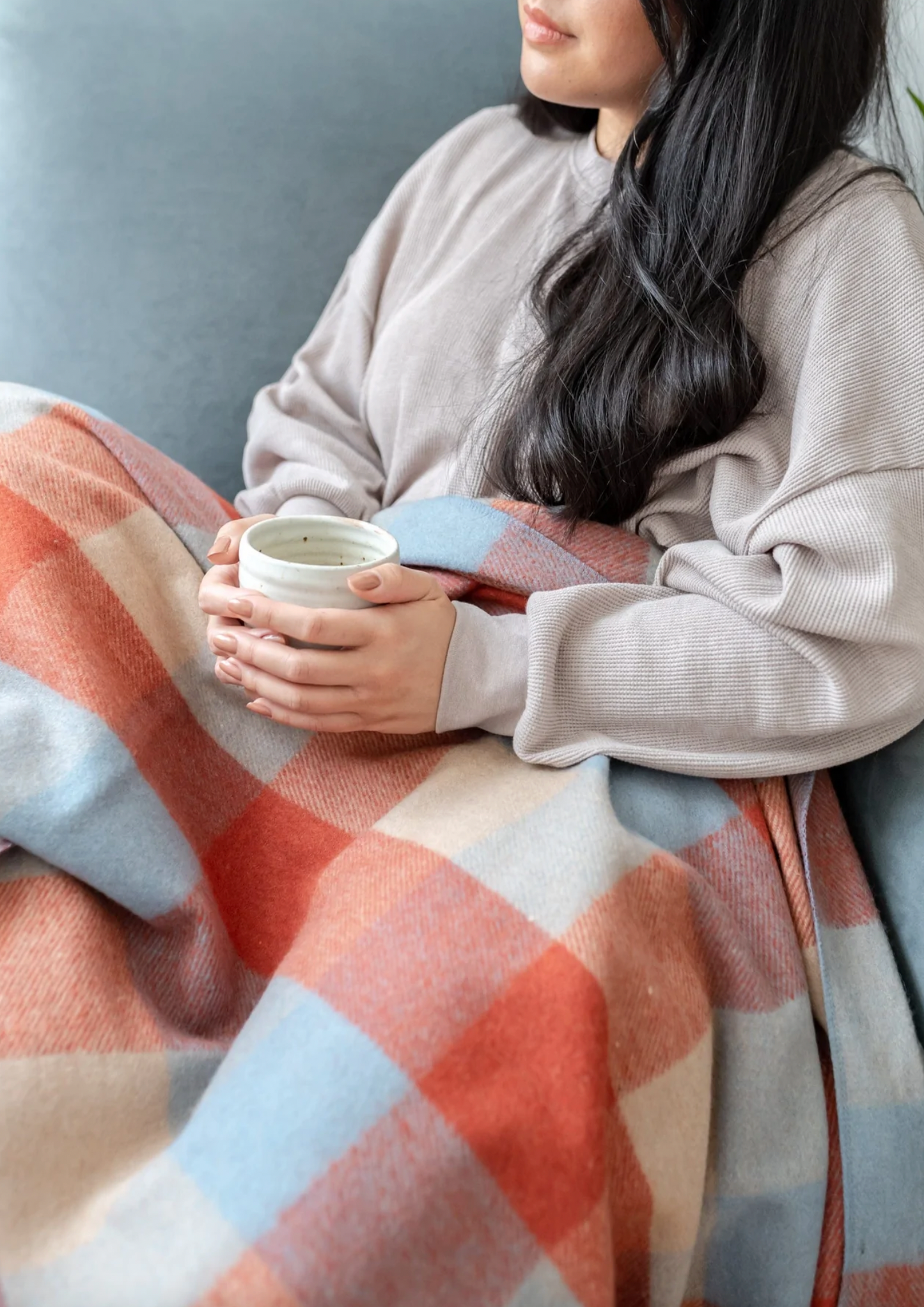 Recycled Wool Blanket in Cedar Meadow Check