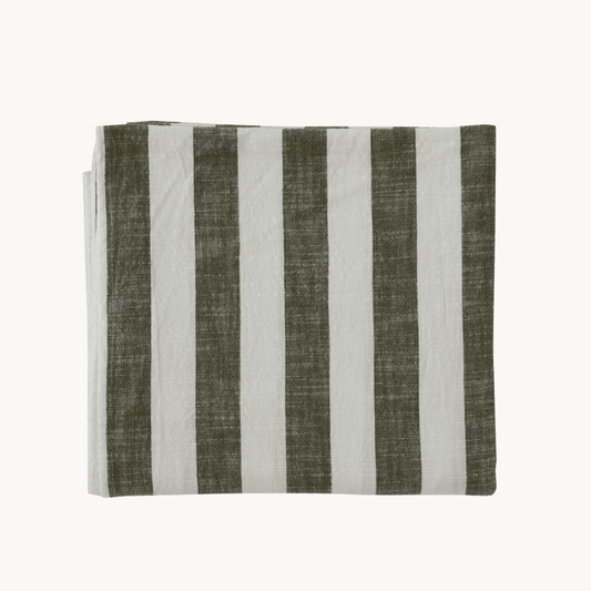 Striped Tablecloth- olive