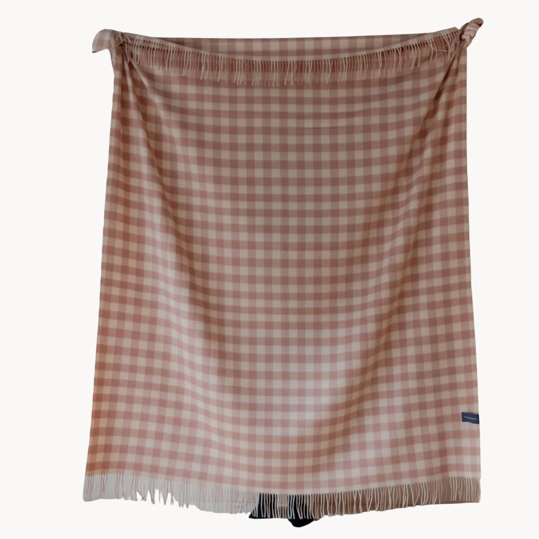 Lambswool Blanket in Blush & Sand Gingham