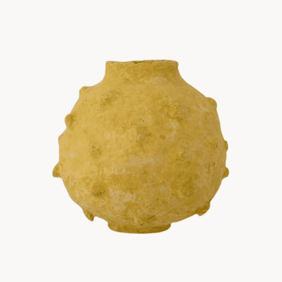 Kalmar Decor Yellow Paper Mache Vase